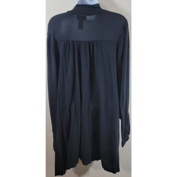 Lane Bryant Black Knitted Open Front Cardigan 14 16 Lightweight Ruched Sleeves - Picture 3 of 7